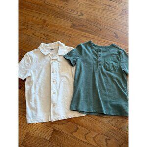 OLD NAVY BOYS SHIRTS 5T GREEN AND WHITE 2 SHIRTS